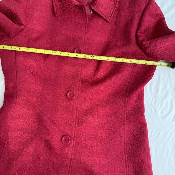 Chapter One Women’s Red Floral Damask Long Overcoat Size 10 - Picture 12 of 16